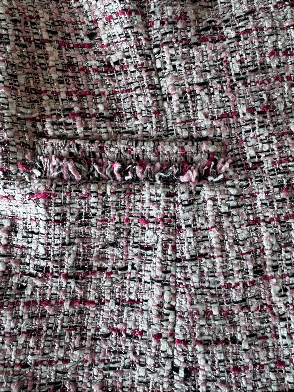 White House Black Market Pink and White Tweed Collarless Blazer - Picture 3 of 16